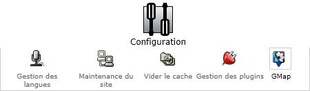 Menu de configuration du plugin GMap