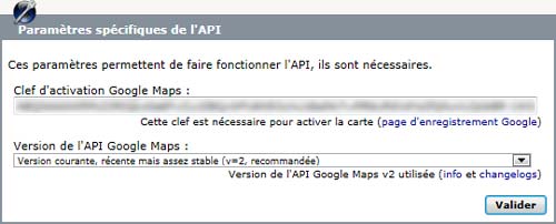 Paramétrage spécifique à de l'API Google Maps V2